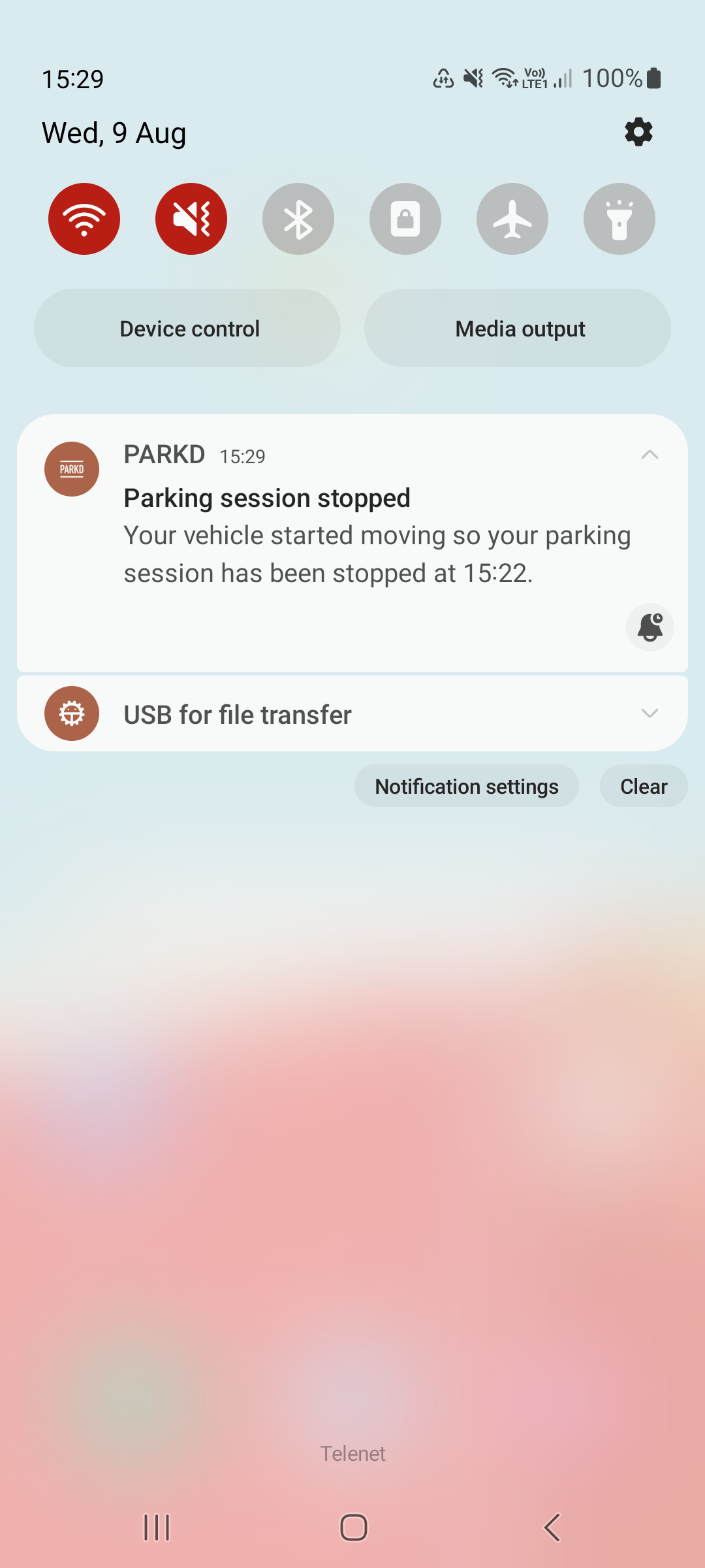 Parking session stopped